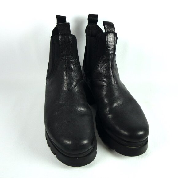 SAYDO Black Leather Lugged Sole Platform Chelsea Boots Ankle Booties EU 36 US 6 - Picture 9 of 12